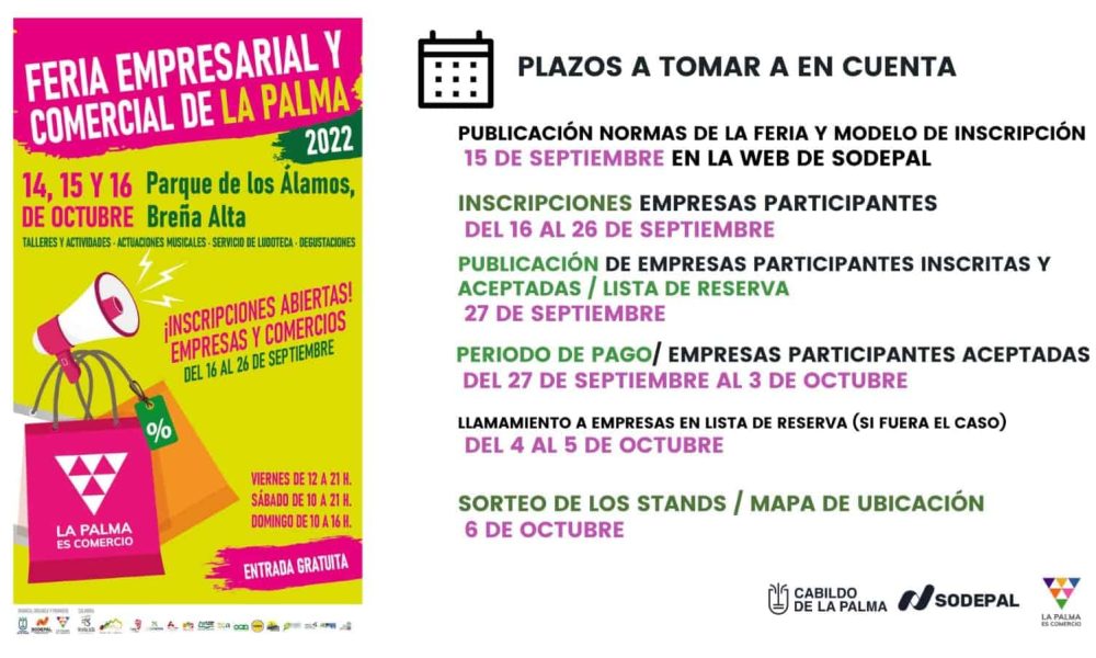 Se abre inscripción para la Feria Empresarial y Comercial de la Palma