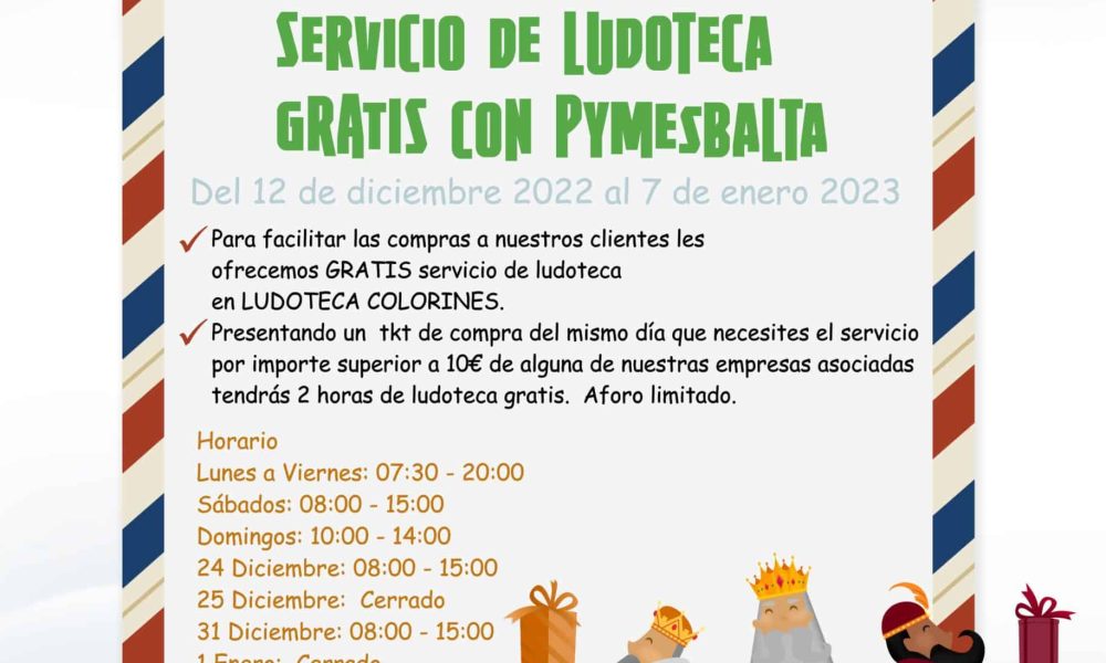 Servicio de Ludoteca GRATIS con Pymesbalta con Ludoteca Colorines